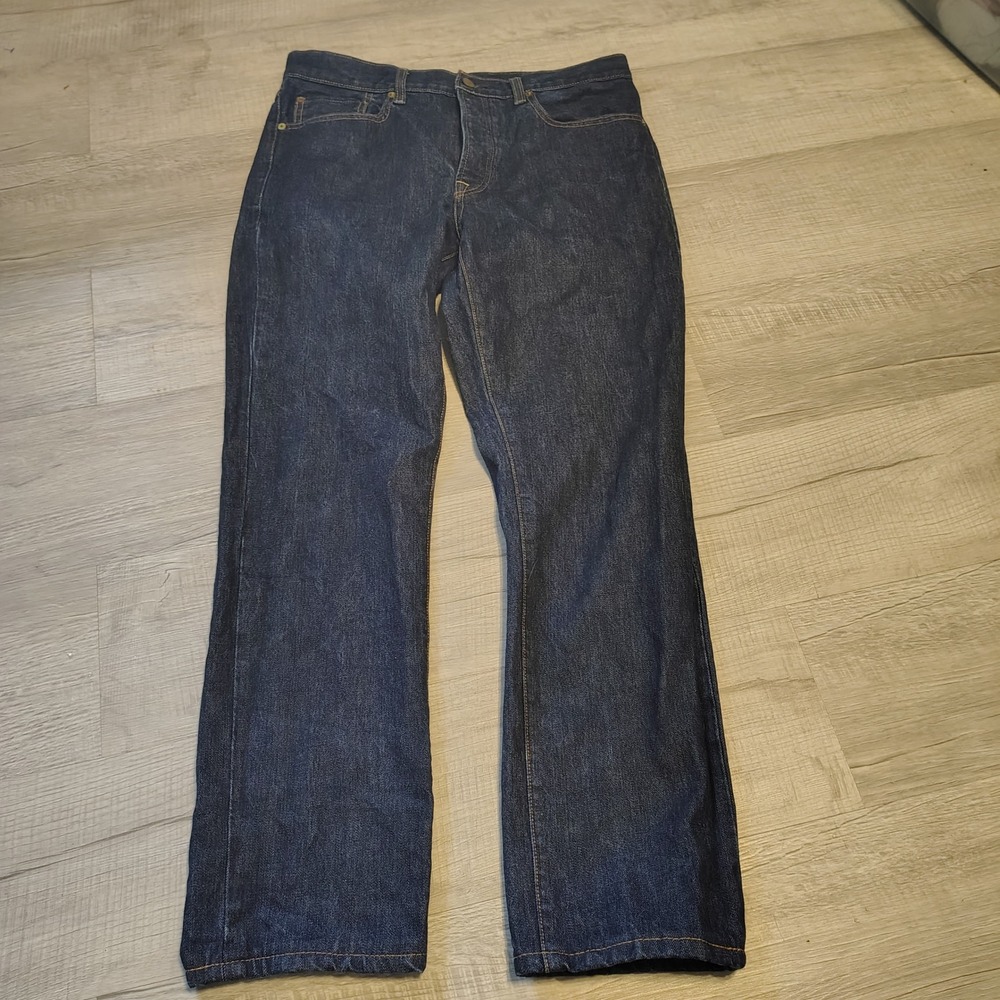 Sid Mashburn Mens Dark Wash Indigo Button Fly Straight Leg Denim Jeans 34x29